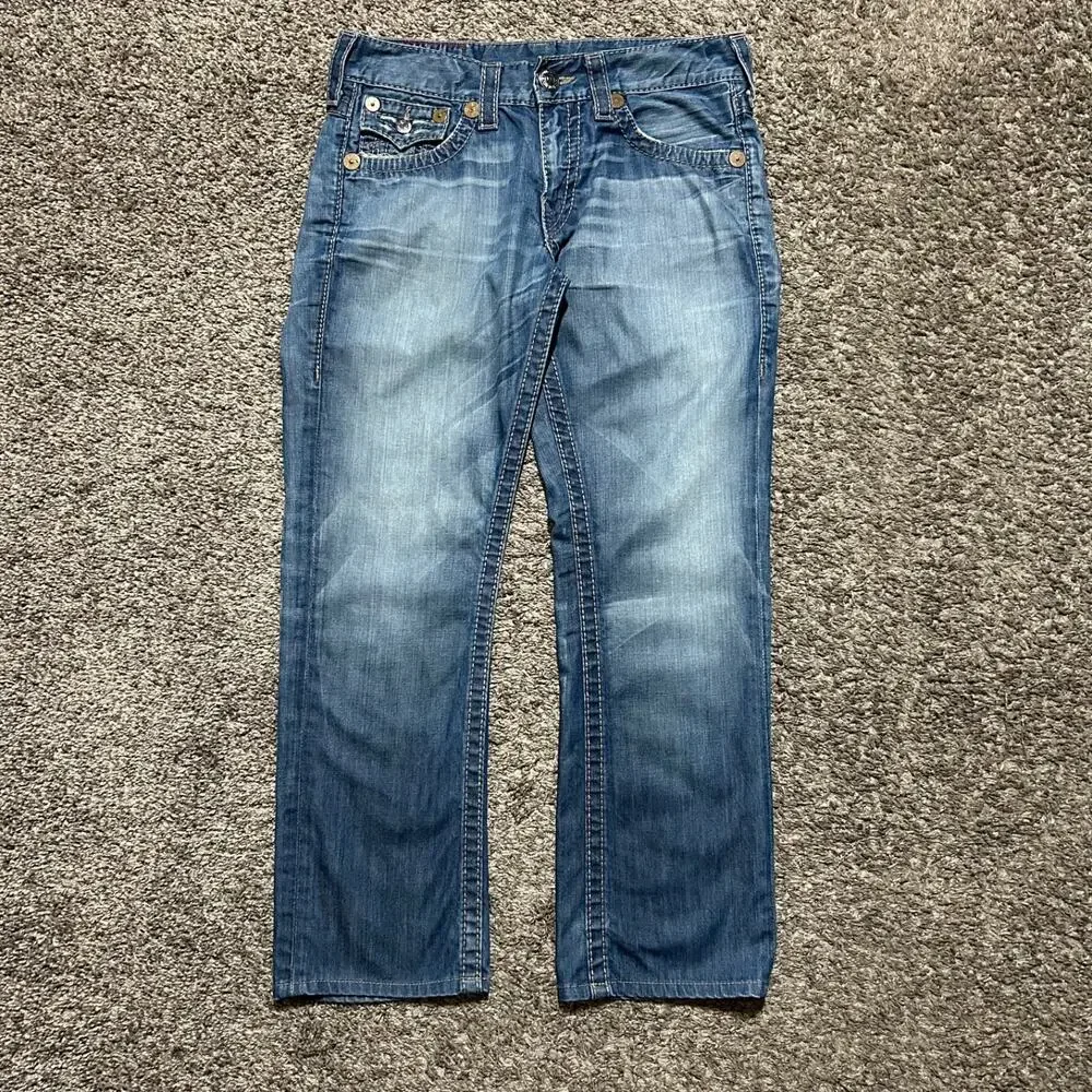 Vintage True Religion Jeans Thick Stitch Ricky Big T y2k Made in USA 31 (33x29)
